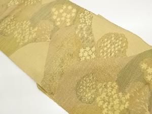 手織り紬山並みに木々模様織出し名古屋帯